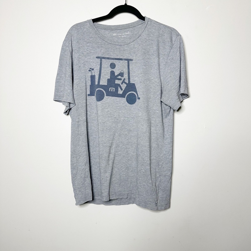 TravisMathew Golf Cart Graphic Tee Mens Size M Grey Short Sleeve Casual